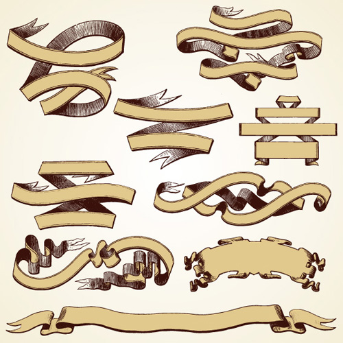 Different Vintage ribbon design vector  