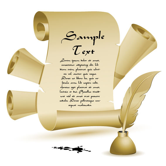 Vintage parchment scroll design vector graphics 05  