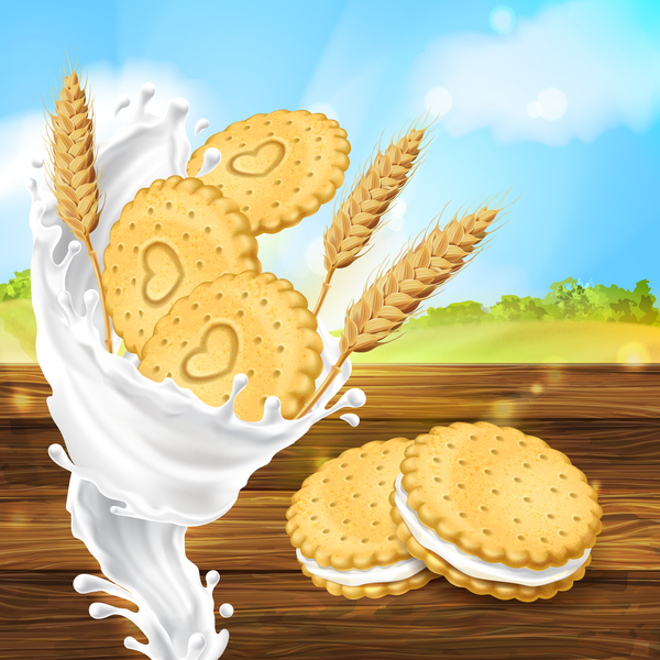 Wheat cookies poster vector template  