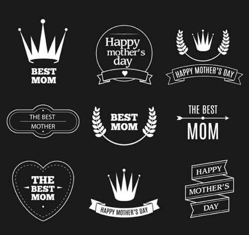 White Mother's Day labels vector  