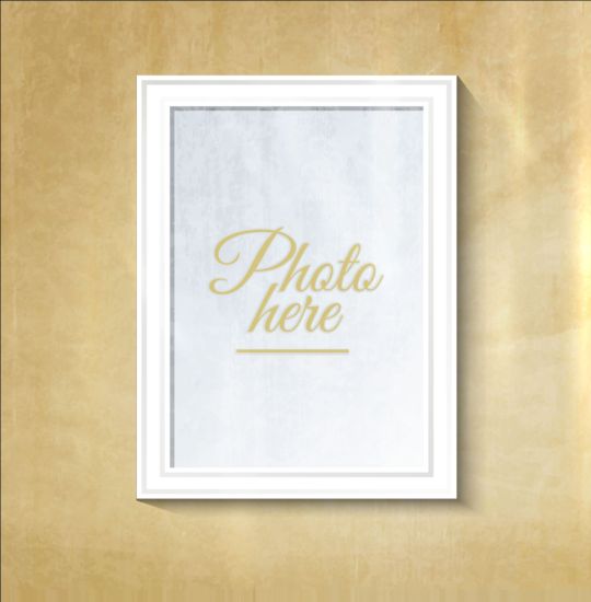 White photo frame with beige wall vector 02  