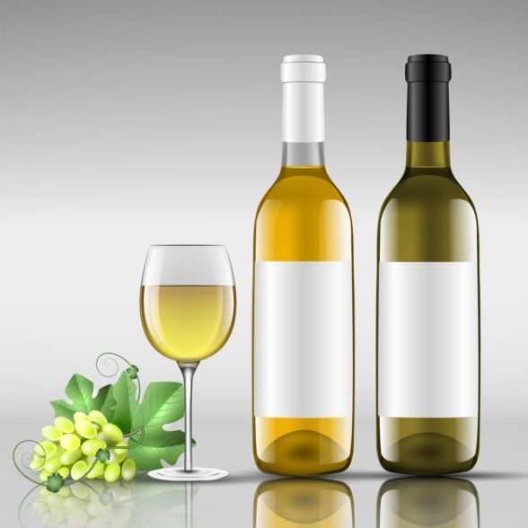 Weinflasche mit Glas-Tasse-Vektor-Material 12  