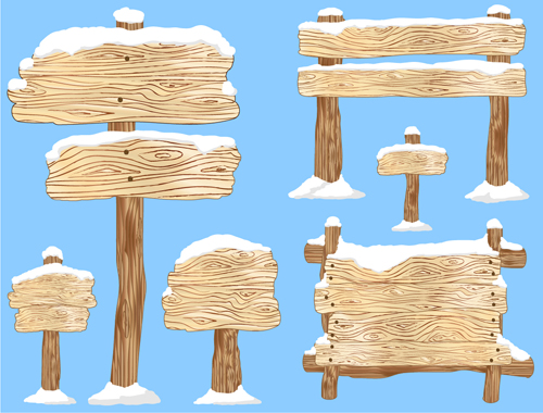 Winter wooden billboard vector material 03  