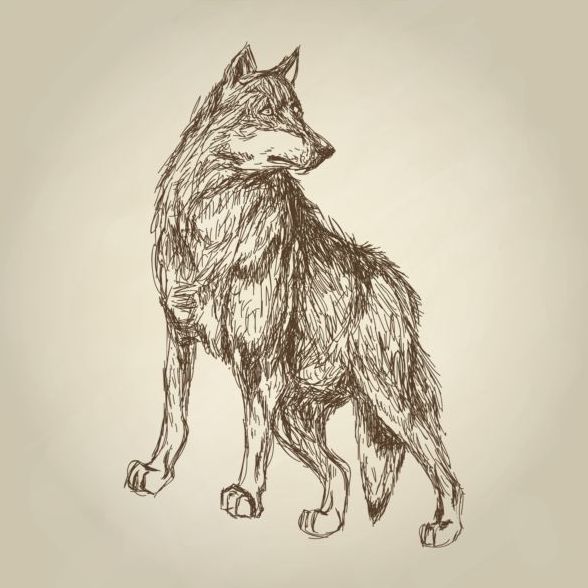 オオカミの手図面デザイン ベクター素材 09  