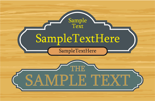 Set of Wooden labels vector graphic 04  