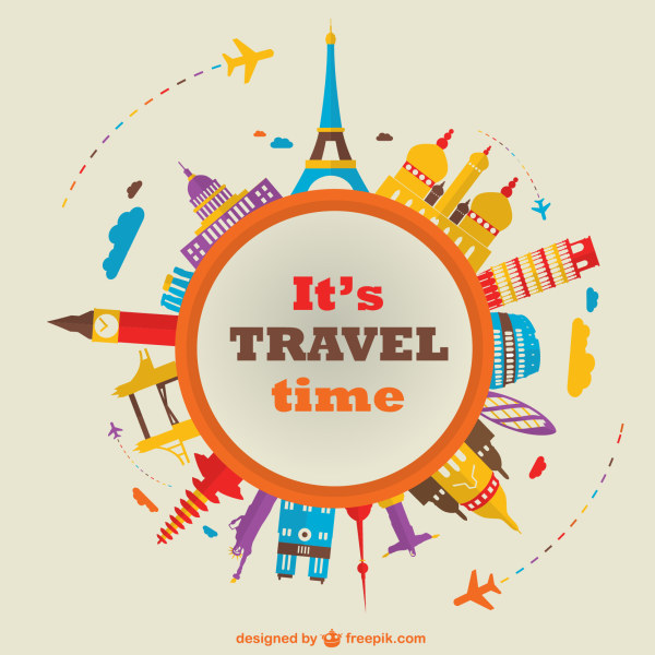 World travel time vector background  