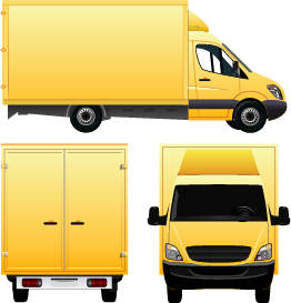 Yellow cargo delivery van vector design  