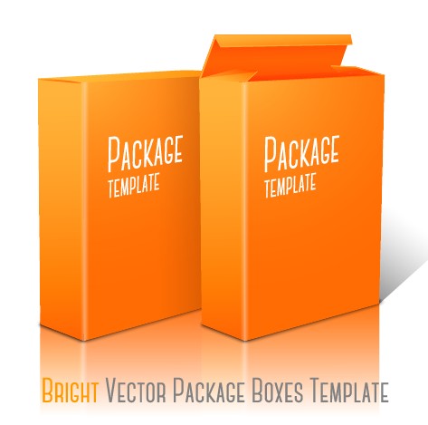 Yellow package box template vector graphics  