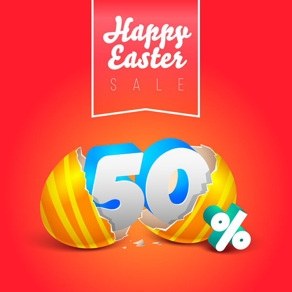 easter eggs with discounts background template vector 05  
