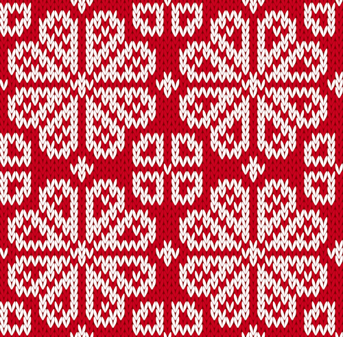 knitted fabric christmas pattern vector set 01  