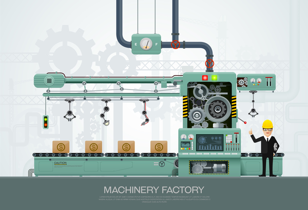 Maschine und Fabrik Geschäft Vorlage Vektor 05  