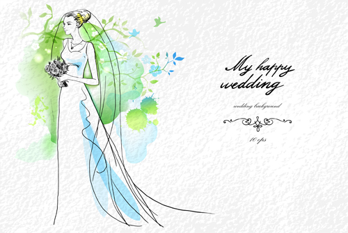 Romantic Wedding elements Backgrounds vector 02  