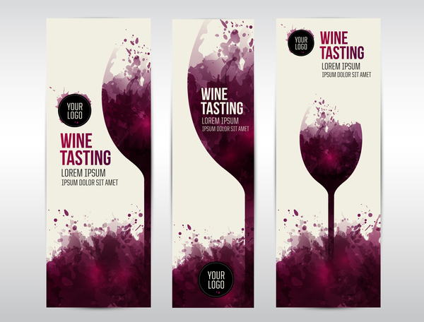 wine template tasting invite stains banner web glass vector  