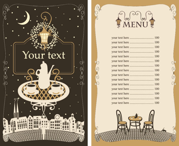Set of cafe and restaurant menu cover template vector 05  