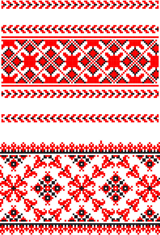Ukraine Style Fabric ornaments vector graphics 05  