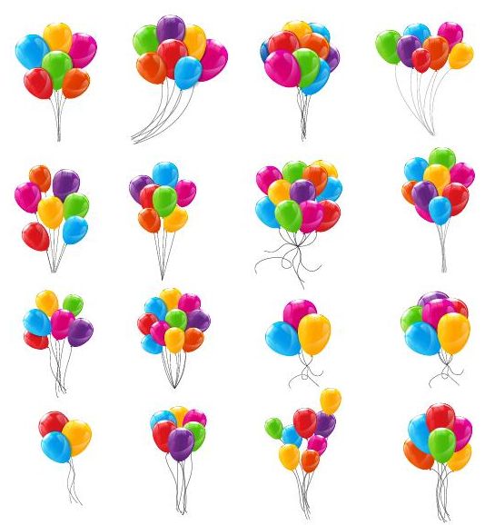 16 Kind colored balloons illustration vector  