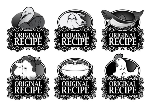 Set of recipe labels vector 01  