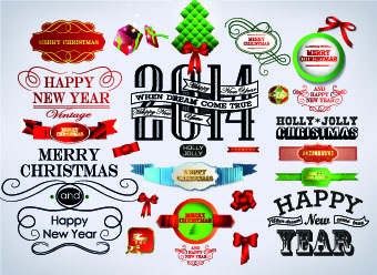 2014 Christmas labels and decoration creative vector 01  