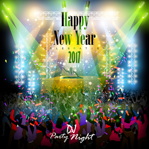 2017 Новый год ночь участник плакат шаблон векторов 08  