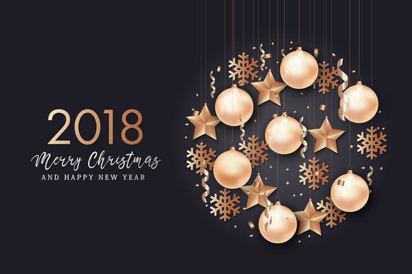 2018クリスマスクリエイティブデザインのベクトル01と新年  