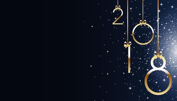 Matériel de vecteur de fond bleu 2018 nouvel an  