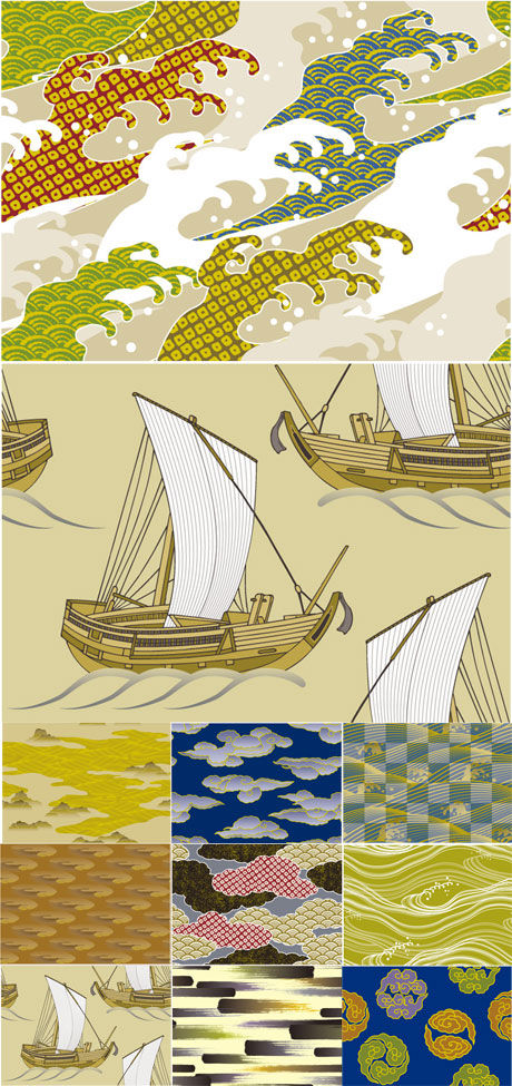 Japanese and wind background 2 vector material  