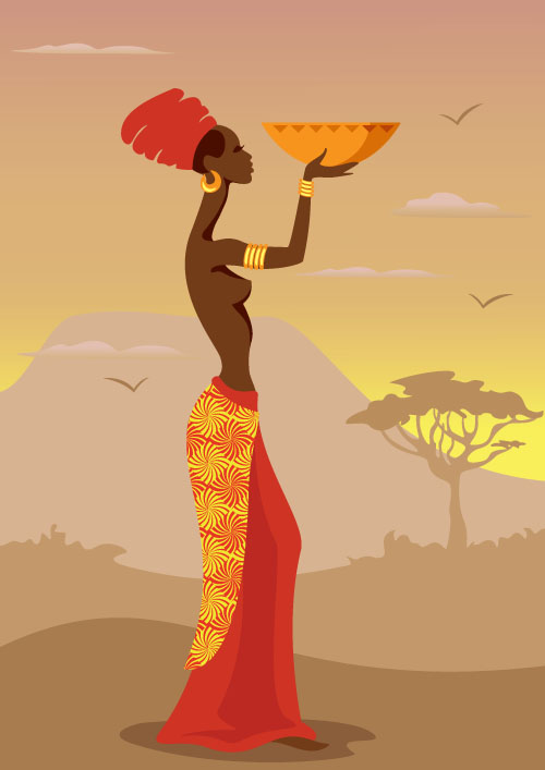 African woman illustrtion vector material 01  