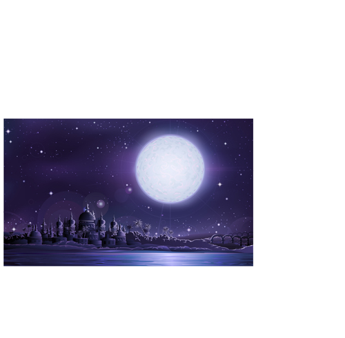 Ancient city night vector background  
