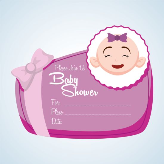 Baby shower simple cards vector set 07  