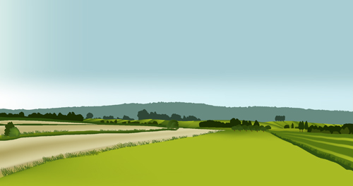 Beautiful fields landscapes vector set 08  