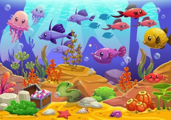 Beautiful underwater world vector material 10  