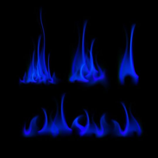 Blue fire flame vector set 02  