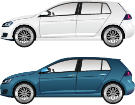 Blue with white car vector  