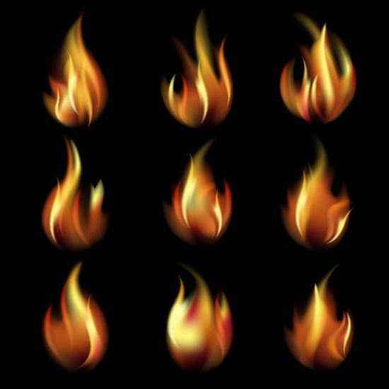 Heldere Fire Flame illistration vectoren set 07  