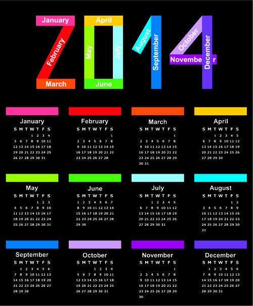 Calendar 2014 vector huge collection 04  