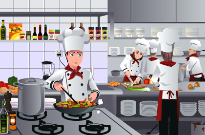 Chef and cooking vector material 02  