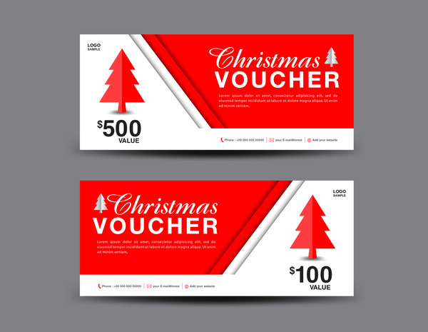 Christmas Voucher coupon card template vector 01  