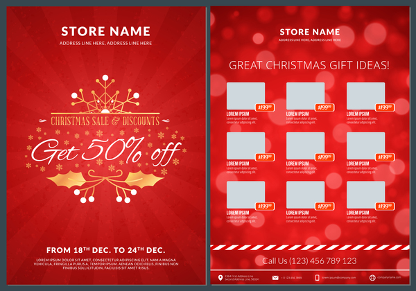 Christmas brochure template with gift card vector 08  