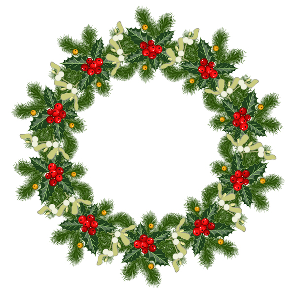 Christmas decor wreath illustration vector 01  