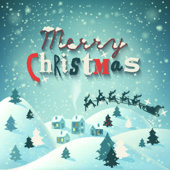 Christmas snow night vector background 03  