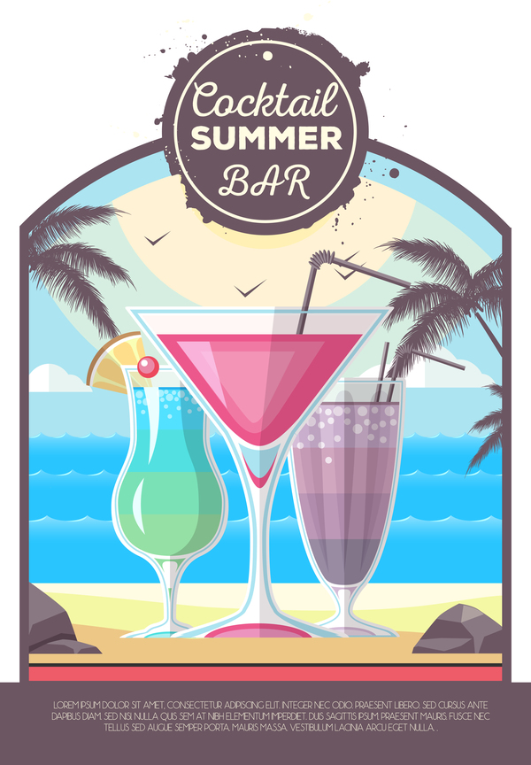 Cocktail Sommer Bar Poster Vorlage Vektor 13  