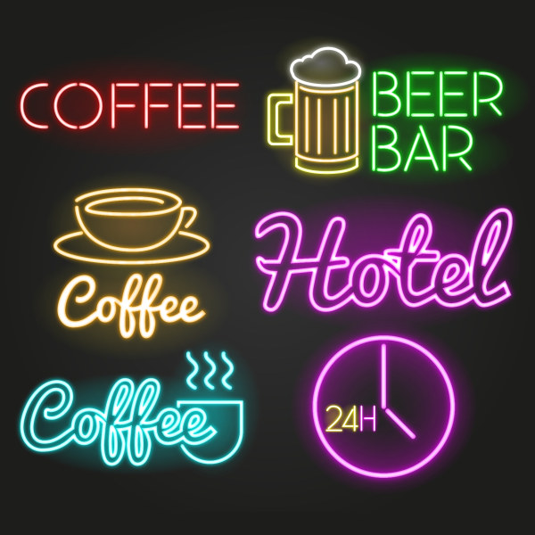 Colored light sticks restaurant symbol and logos vector 04  