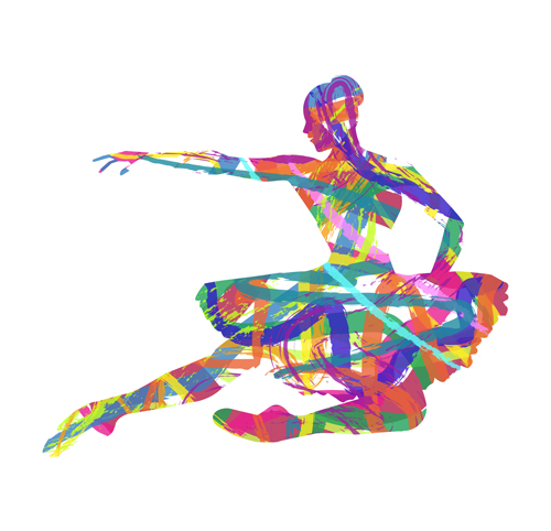 Colorful paint with girl dancing vector 03  