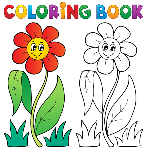 Coloring book vector set 03  