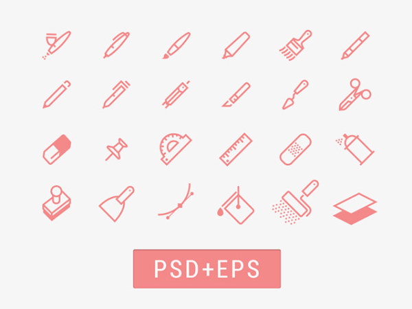 Cute Office Tools line icons vector  