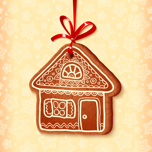 Cute cookie christmas ornament vector 01  