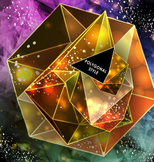 Diamant-Polygon mit abstraktem Hintergrundvektor 09  