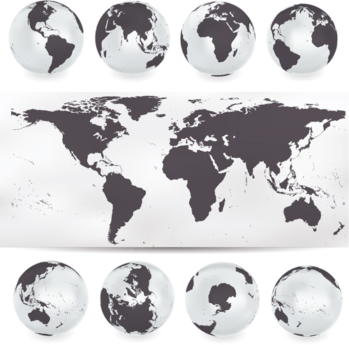 Earth with world map vector material 04  