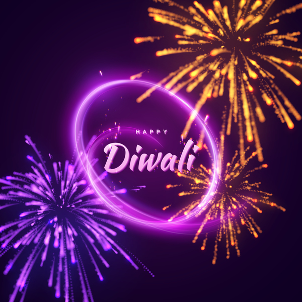 Effet de feu d'artifice avec le vecteur de fond Diwali 01  
