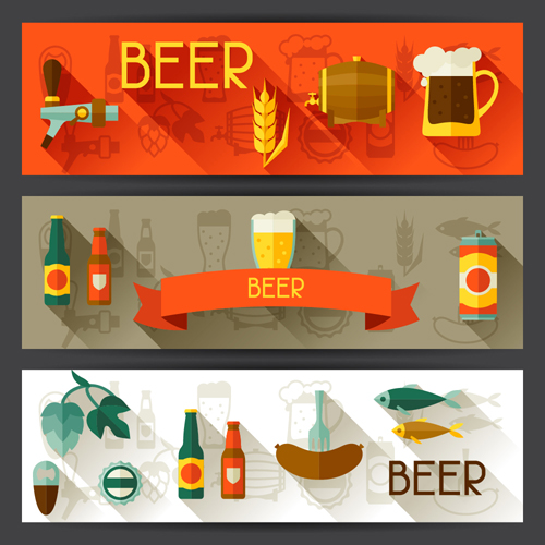 Flat style beer banners vector 02  